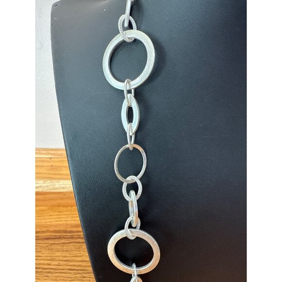 Silver-Tone Circular Link Chain Necklace - Picture 3 of 5